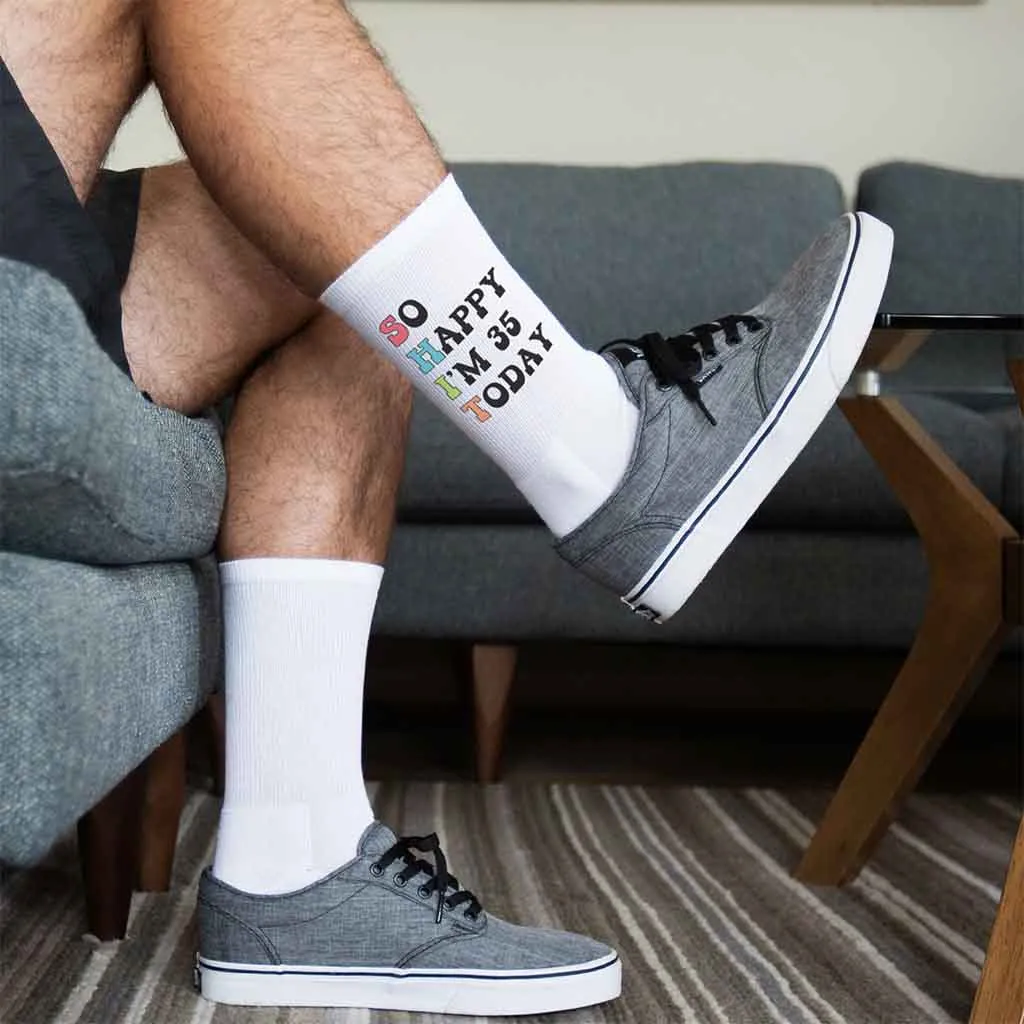 Funny Birthday Socks for Adults Personalized with Age