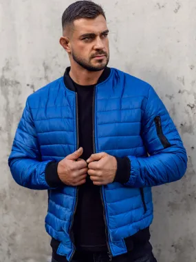 Giacca con trapuntate mezza stagione tipo bomber da uomo azzurra Bolf MY-02