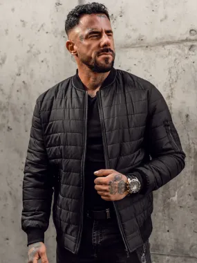 Giacca con trapuntate mezza stagione tipo bomber da uomo nera Bolf MY-02