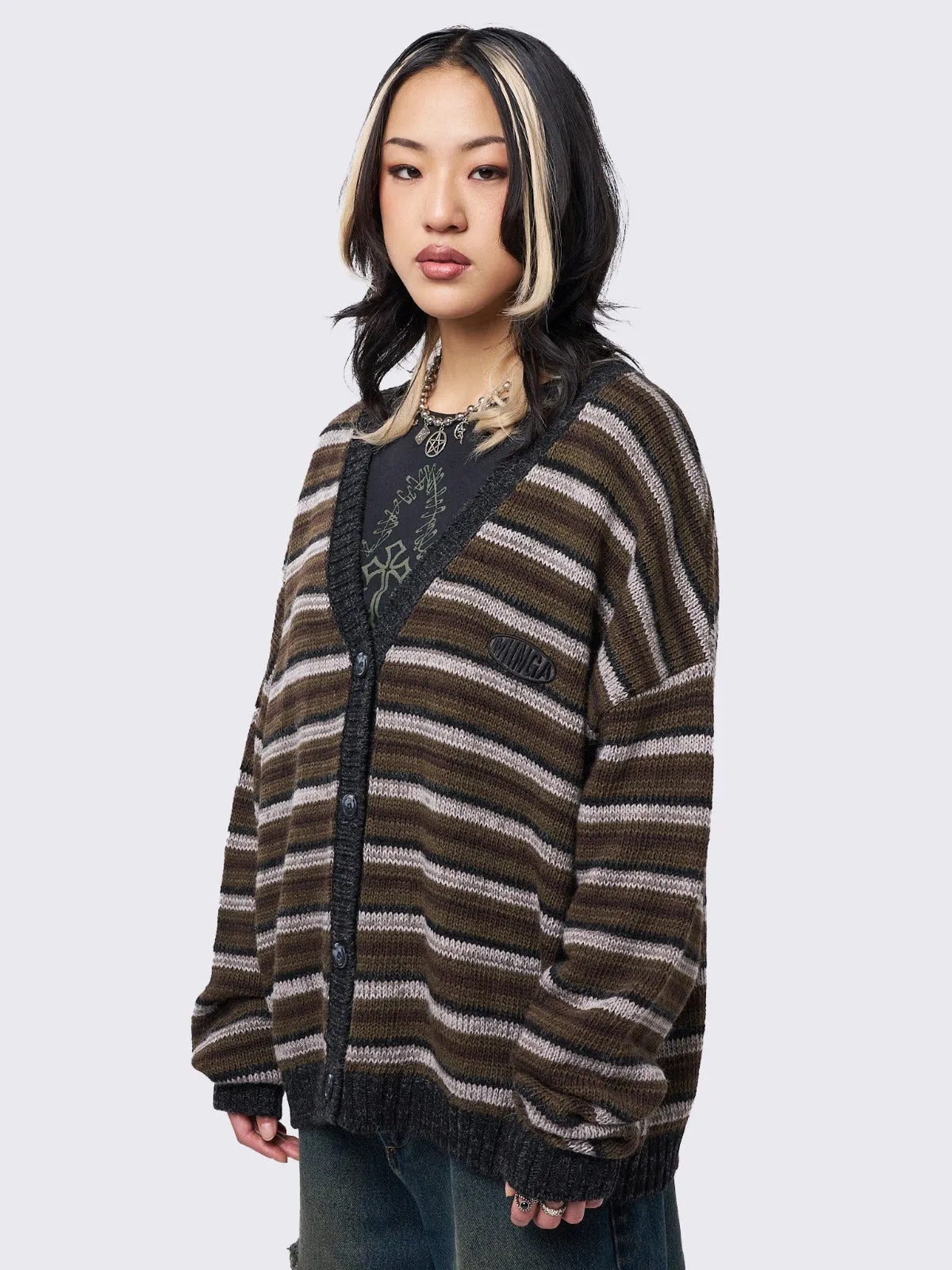 Gilmore Brown Striped Knit Cardigan