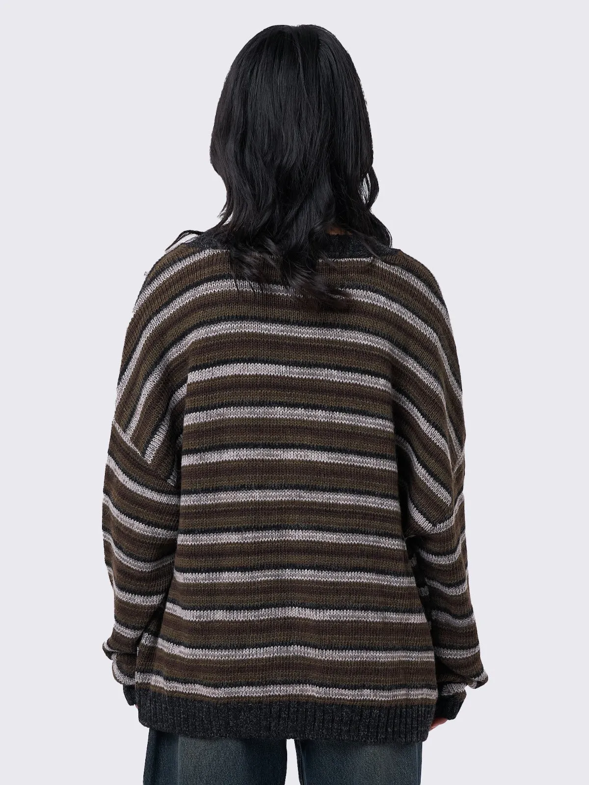 Gilmore Brown Striped Knit Cardigan