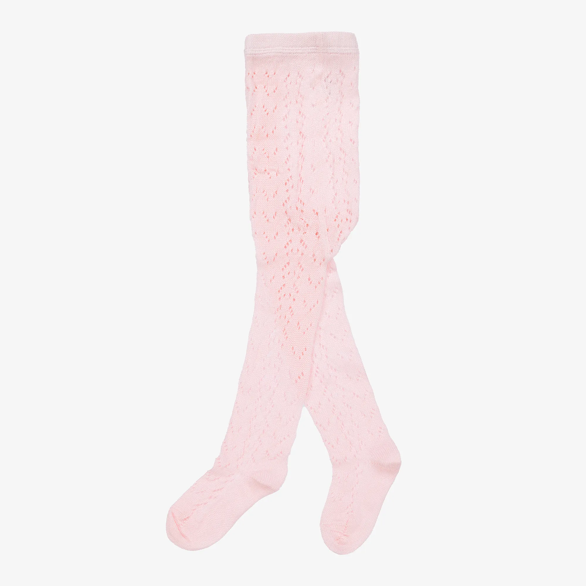 Girls Pale Pink Cotton Lace Tights