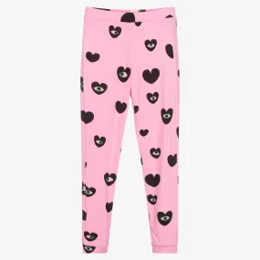 Girls Pink Heart Leggings