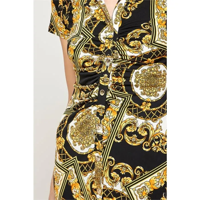 Gold & Black Paisley Shirtdress