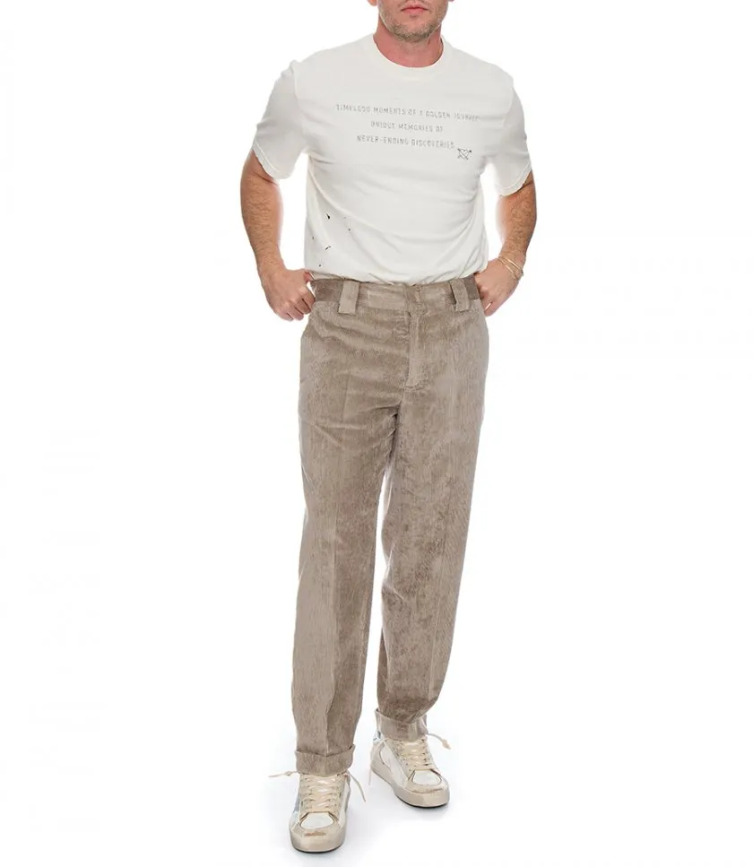 GOLDEN GOOSE LIGHT BEIGE CORDUROY PANTS