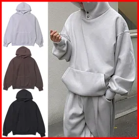 HUE  |Unisex Street Style Long Sleeves Plain Oversized Hoodies