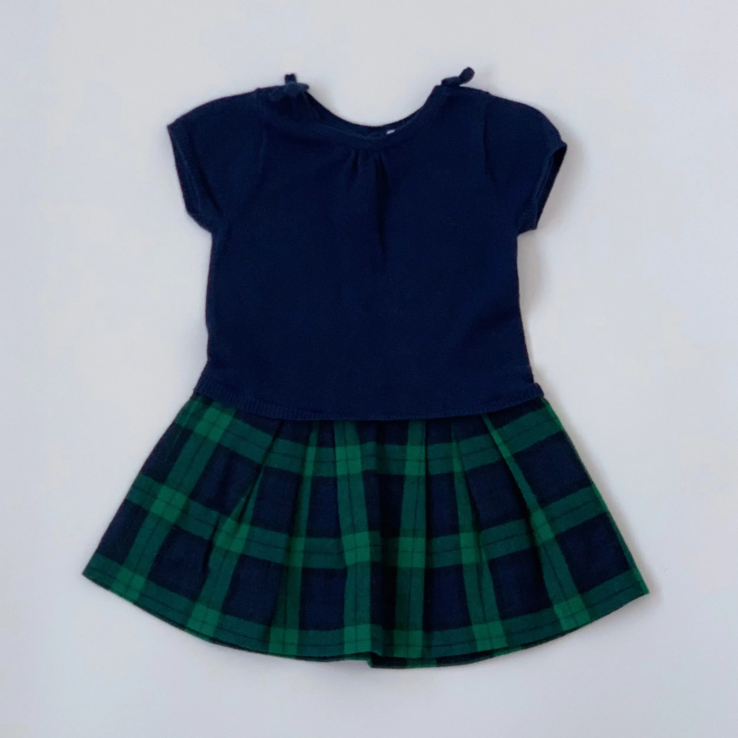 Jacadi Navy And Green Tartan Dress: 18 Months