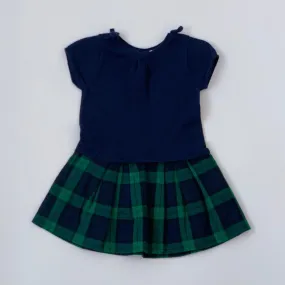 Jacadi Navy And Green Tartan Dress: 18 Months