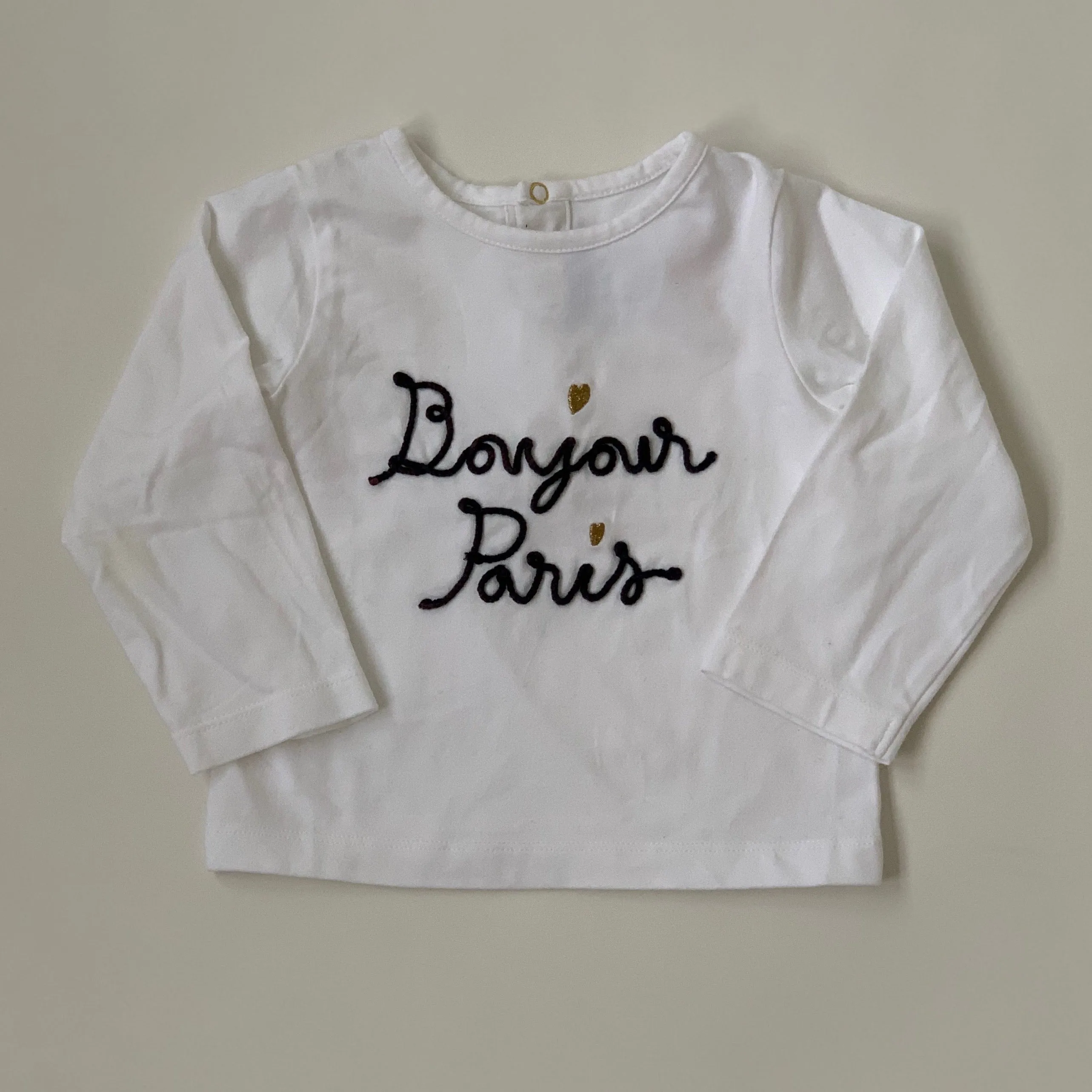 Jacadi White Bonjour Paris Cotton Top: 18 Months