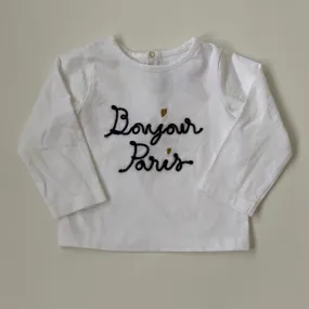 Jacadi White Bonjour Paris Cotton Top: 18 Months