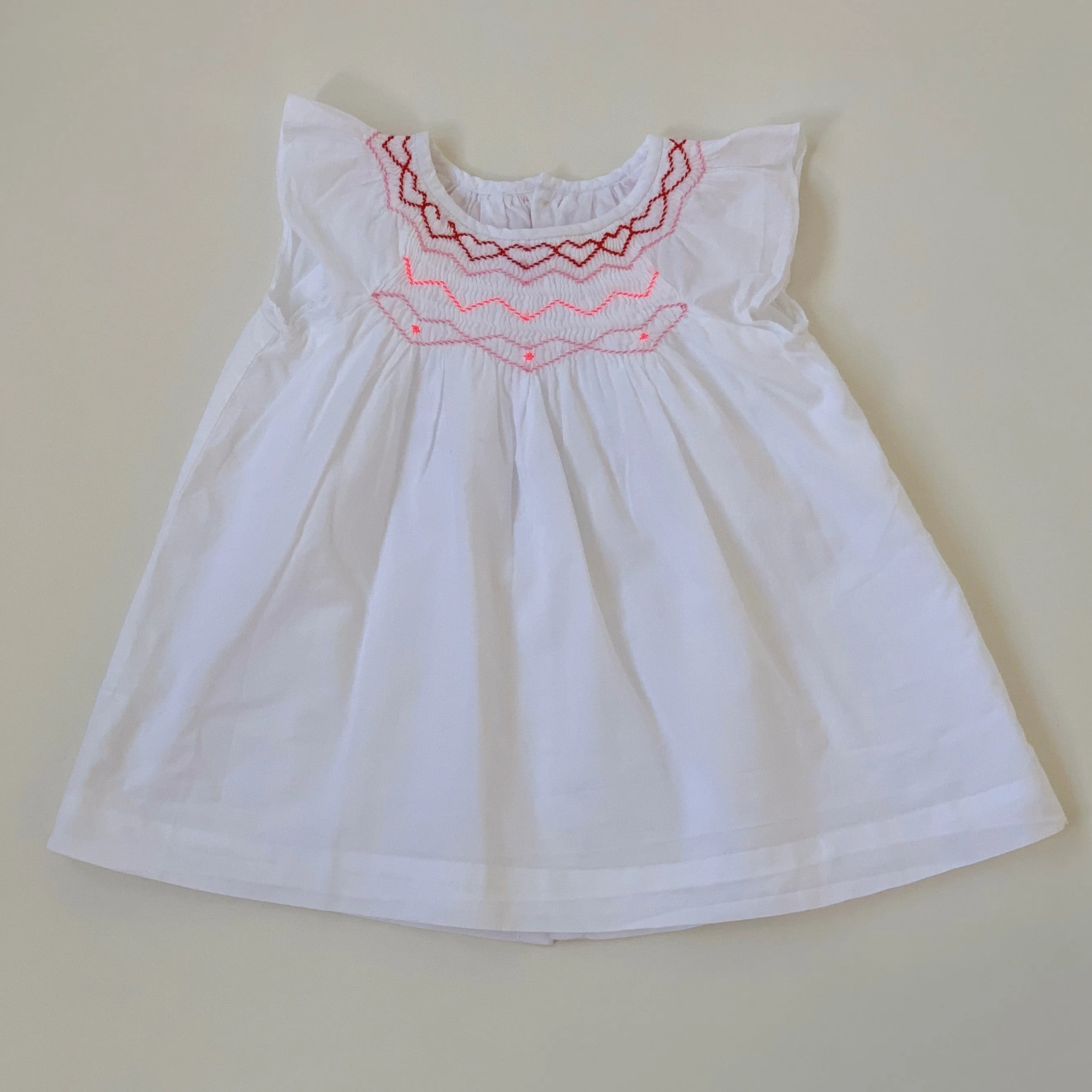 Jacadi White Cotton Dress With Contrast Smocking: 6 Months