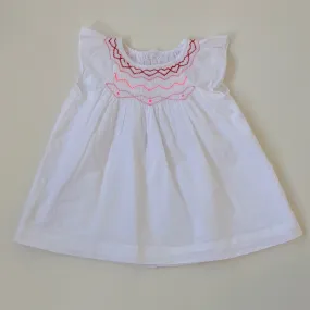 Jacadi White Cotton Dress With Contrast Smocking: 6 Months