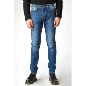 JEANS SKINNY IN DENIM SUPER STRETCH CON ROTTURE, BLU