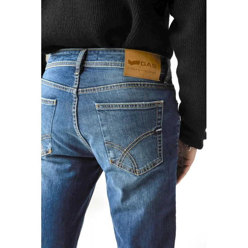 JEANS SKINNY IN DENIM SUPER STRETCH CON ROTTURE, BLU