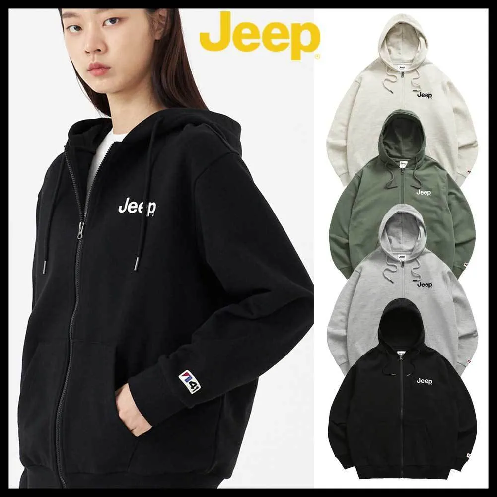 JEEP  |Unisex Street Style Long Sleeves Plain Cotton Oversized Logo