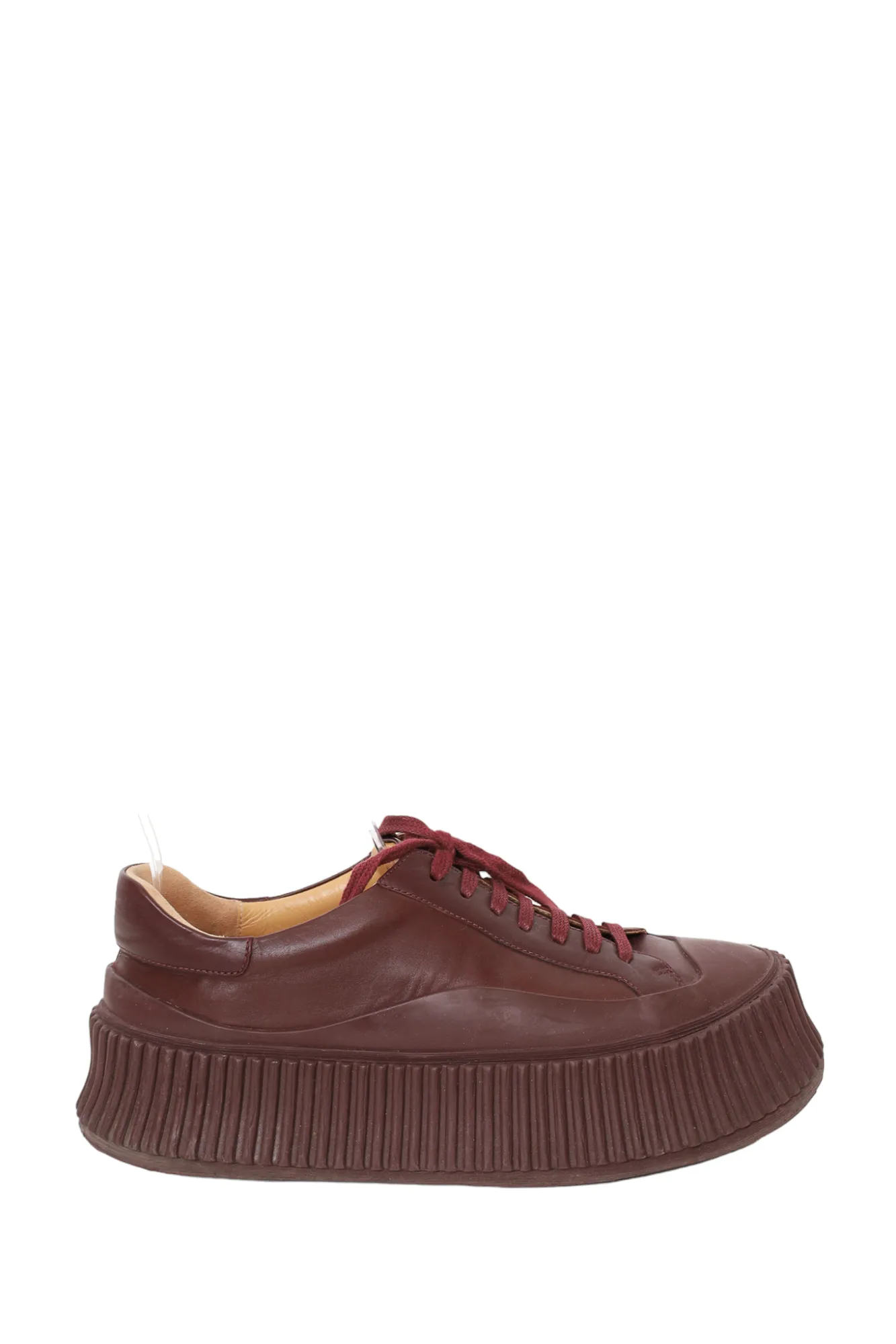 Jil Sander Burgundy Leather Platform Sneaker size 37