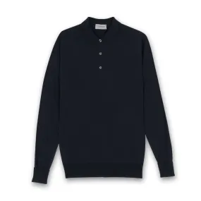 John Smedley - Cotswold Merino Wool Polo in Midnight