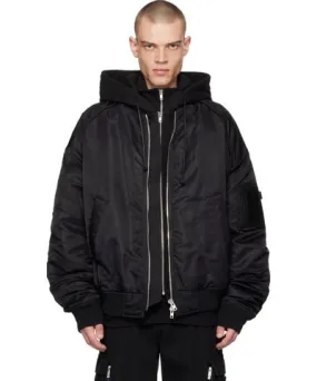 Juun.J Black Layered Bomber Jacket