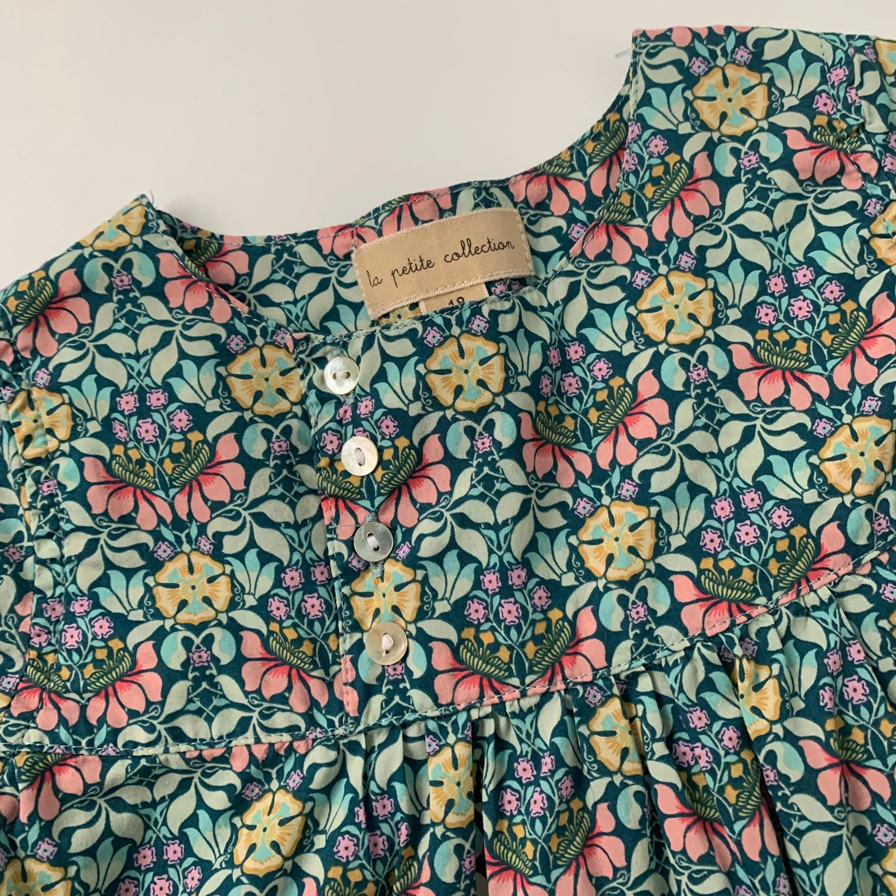 La Petite Collection Teal Green Liberty Print Dress: 18 Months