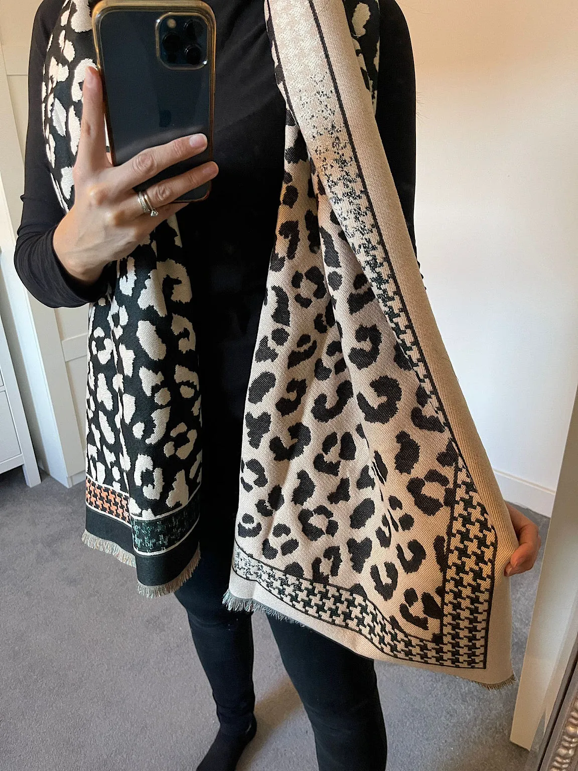 Leopard Check Scarf