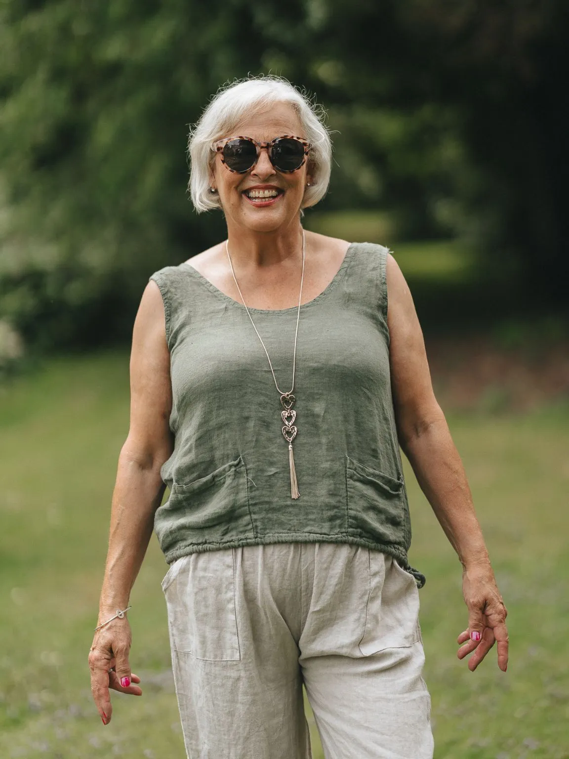 Linen Cropped Pocket Vest Veronica