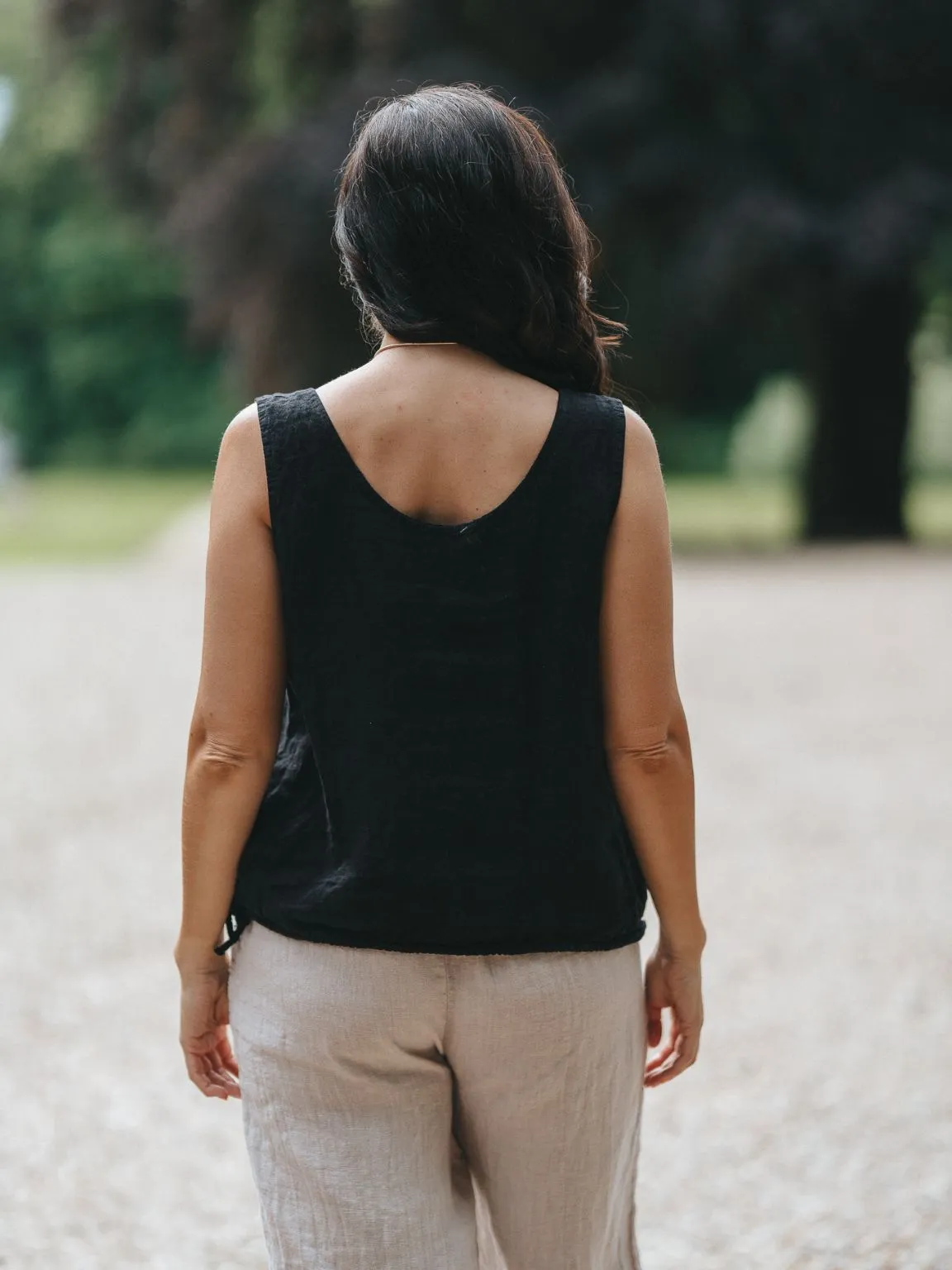 Linen Cropped Pocket Vest Veronica