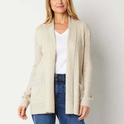 Liz Claiborne Womens Long Sleeve Open Front Cardigan