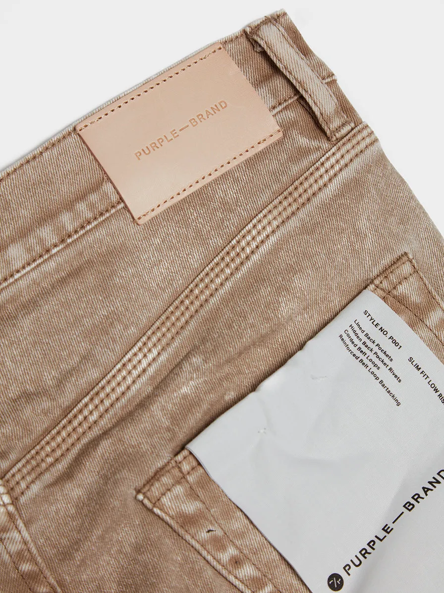 Low Rise Slim Leg Jean, Beige Snow Wash