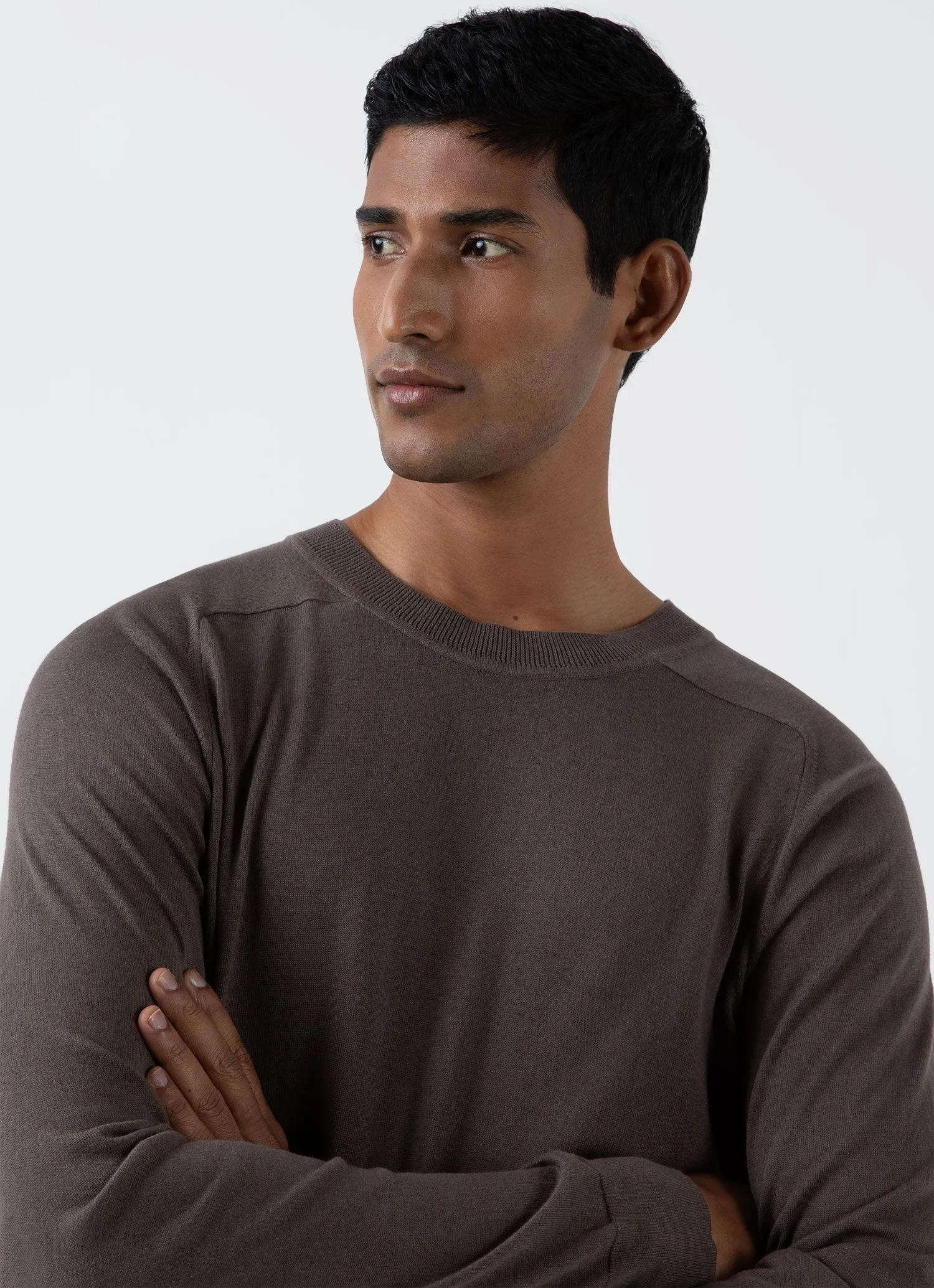 Men's Sea Island Cashmere Crew Neck Jumper in Cedar