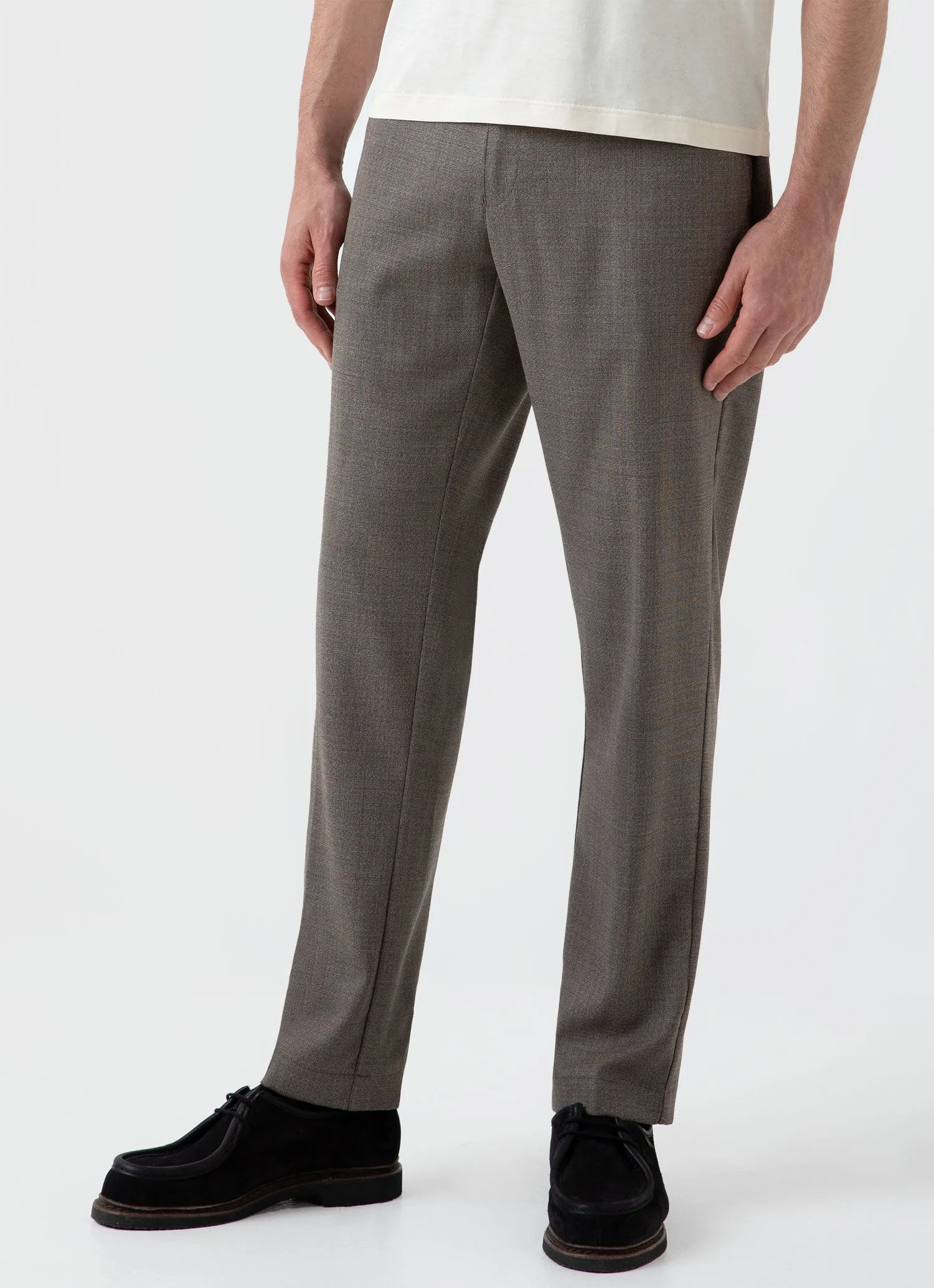 Men's Travel Wool Trouser in Dark Stone Melange