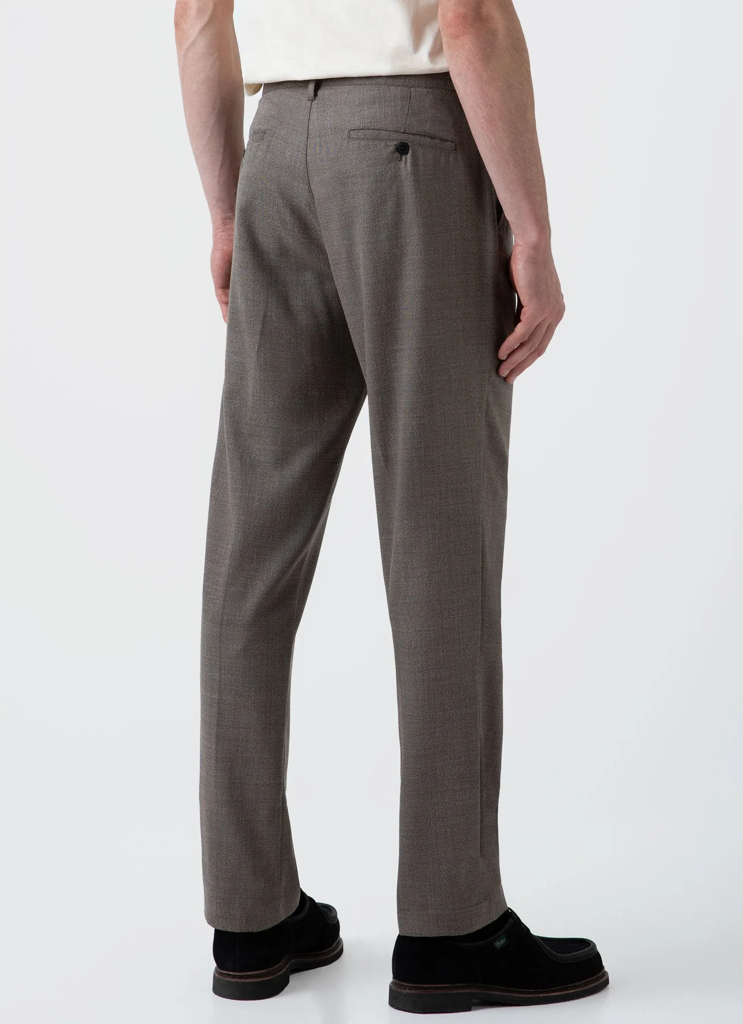 Men's Travel Wool Trouser in Dark Stone Melange