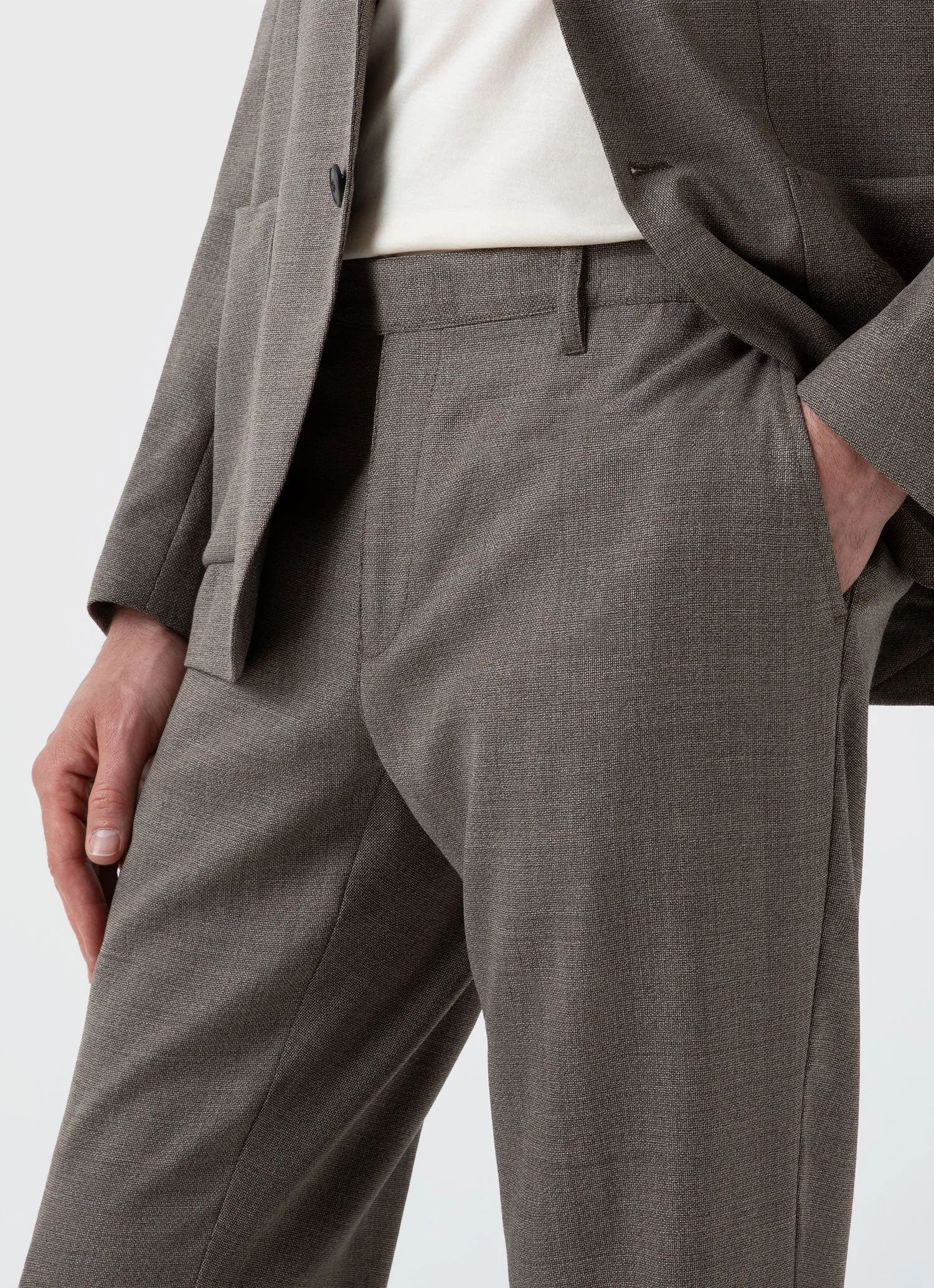 Men's Travel Wool Trouser in Dark Stone Melange