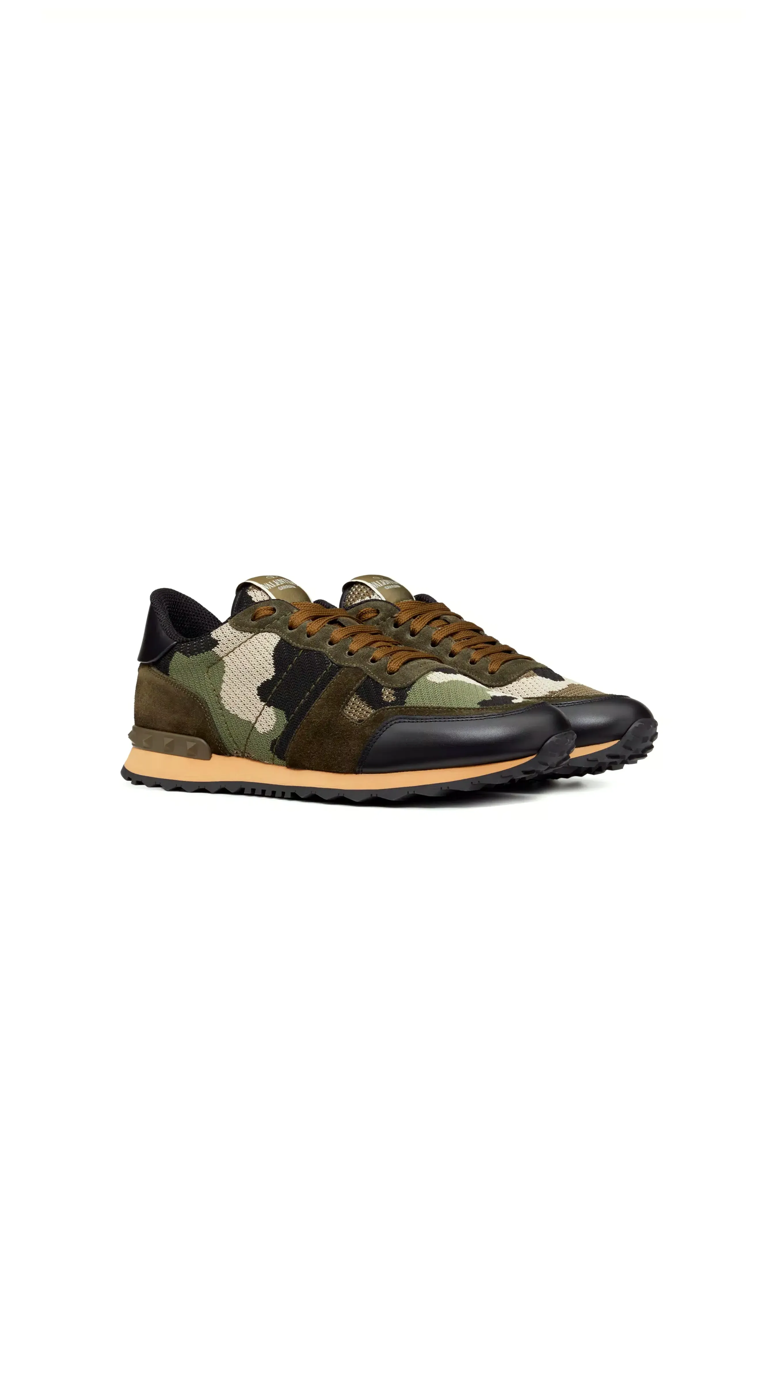 Mesh Fabric Camouflage Rockrunner Sneaker - Military Green/Beige