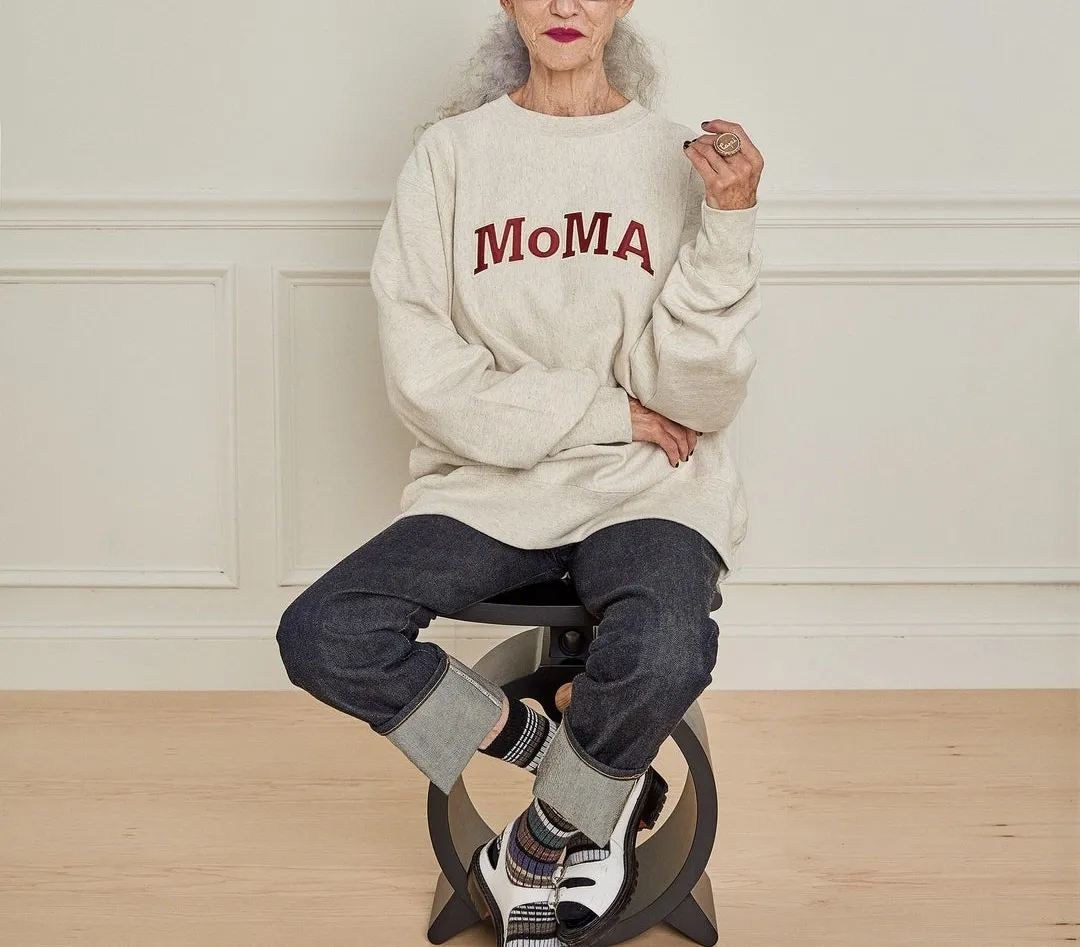 MoMA  |Crew Neck Unisex Street Style Long Sleeves Plain Logo