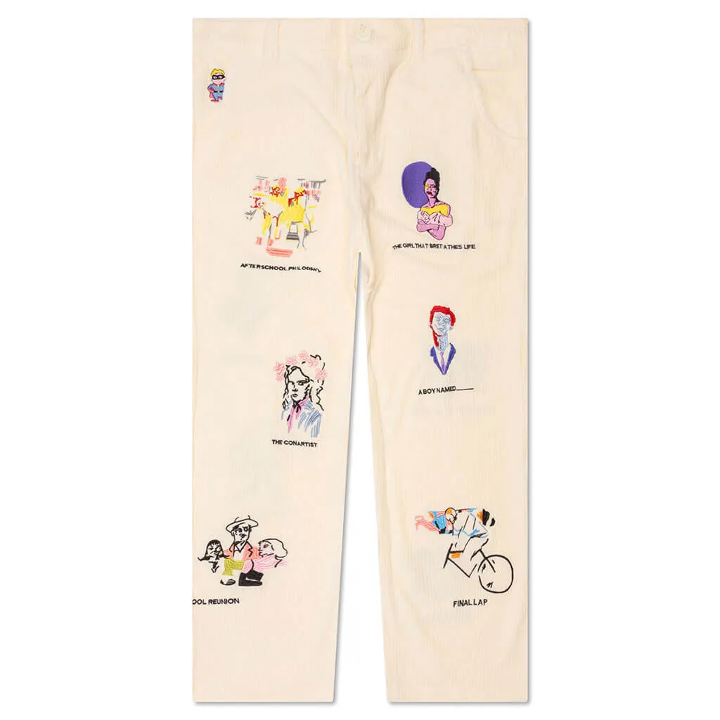 Museum Embroidered Cord Pants - Beige