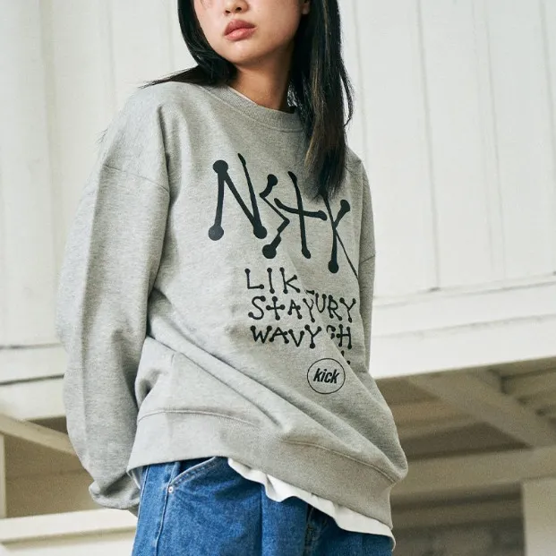 NASTYKICK  |Unisex Street Style Long Sleeves Plain Cotton Oversized Logo