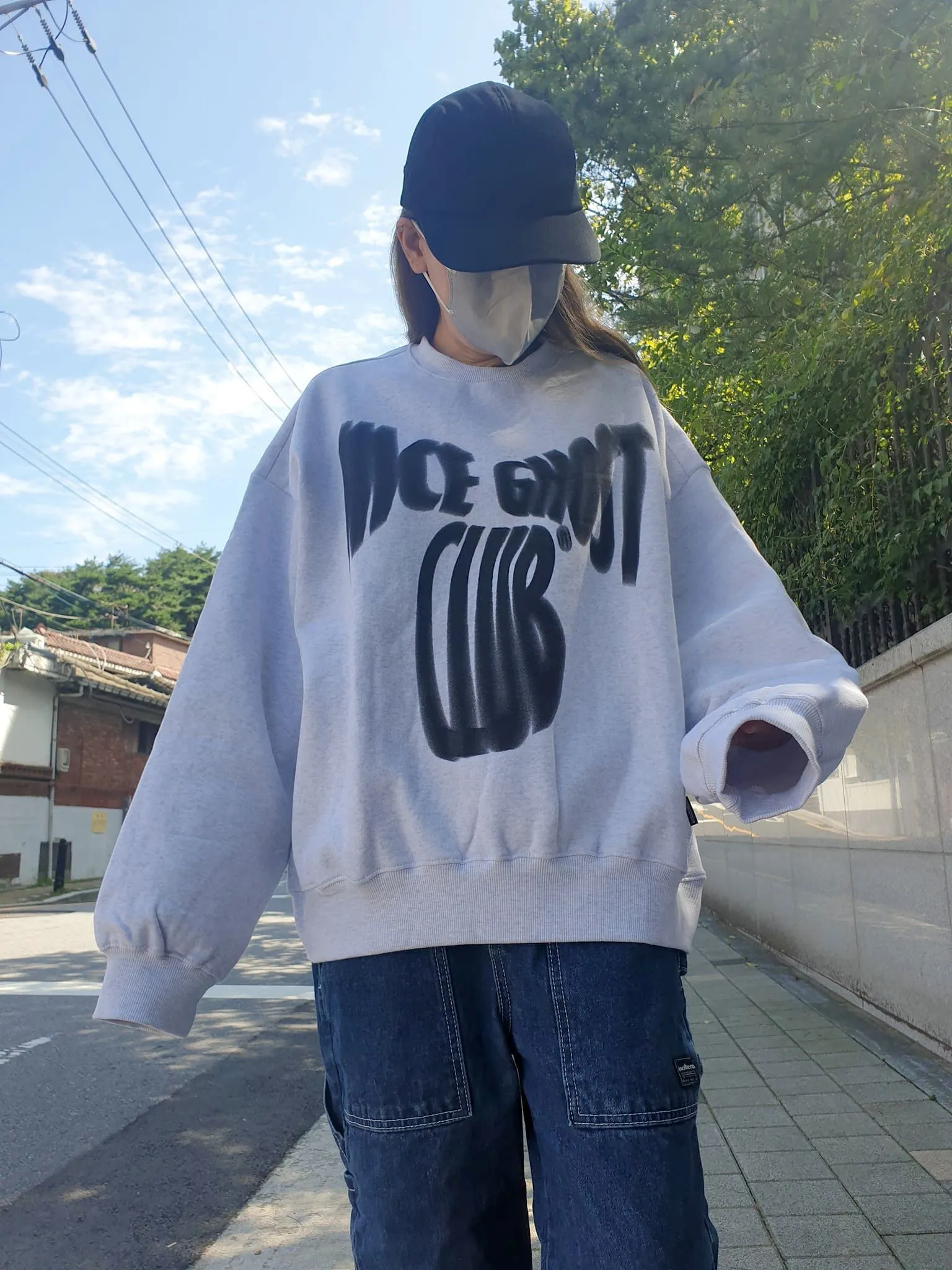 Nice Ghost Club  |Unisex Street Style Long Sleeves Oversized