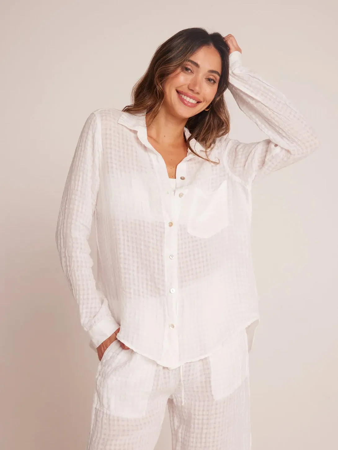 Oversized Pocket Button Down - White