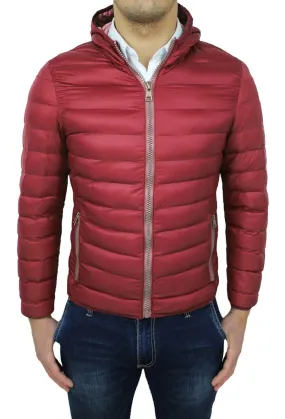 Piumino uomo Class invernale rosso giubbotto giacca bomber con cappuccio