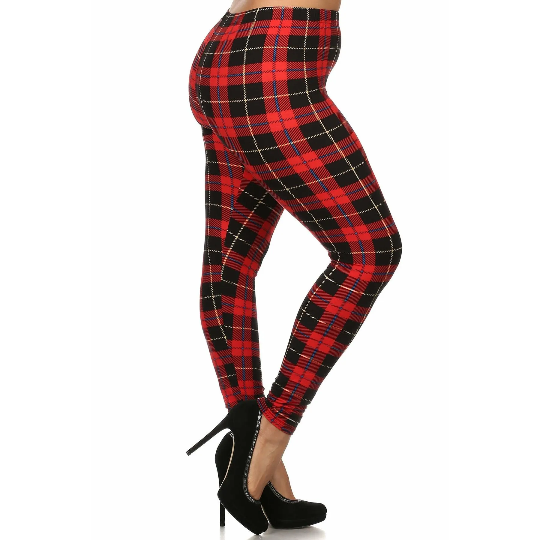 Plus Size Plaid Checkered Print Full Length Leggings