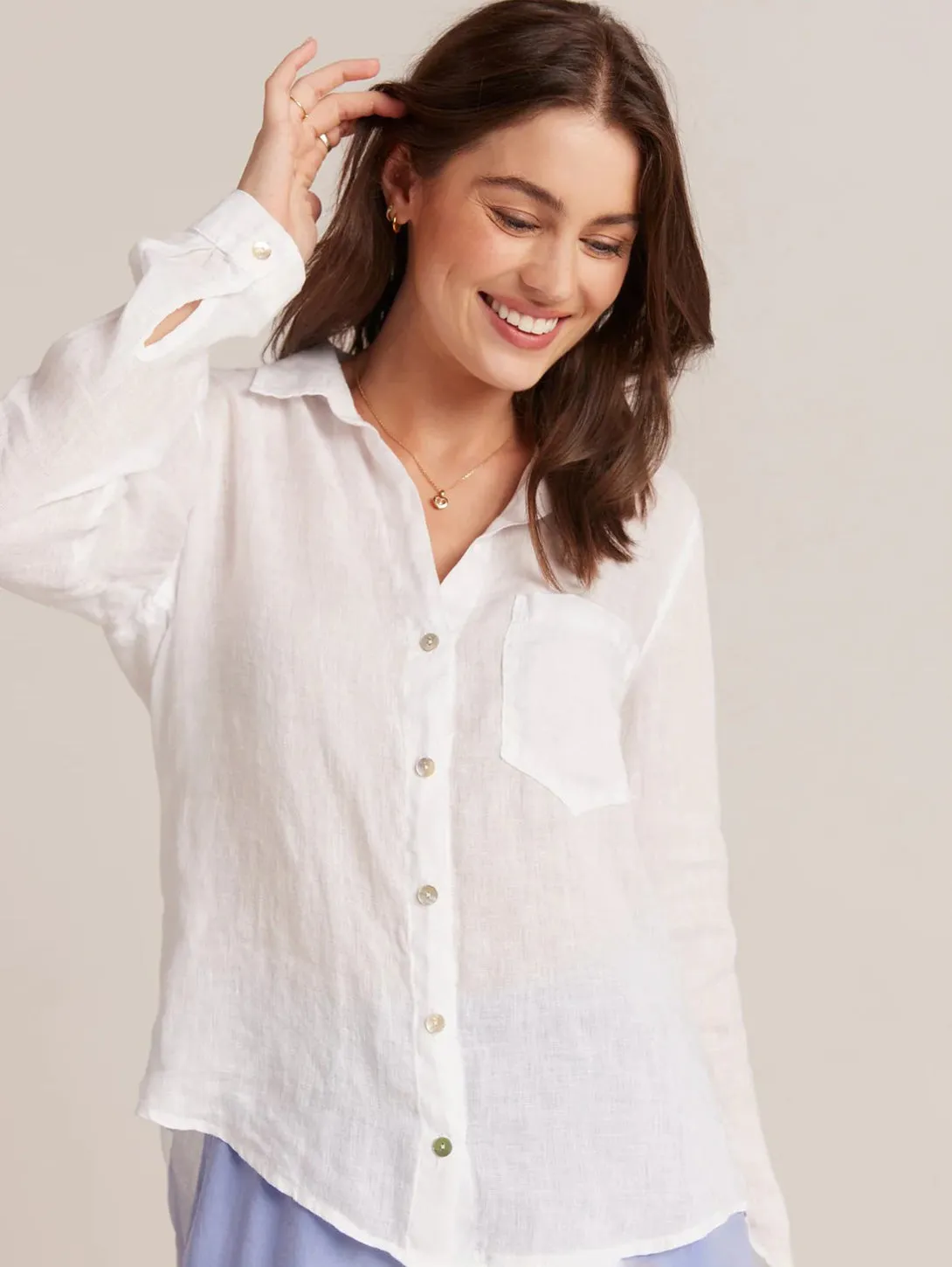 Pocket Button Down Shirt  - White