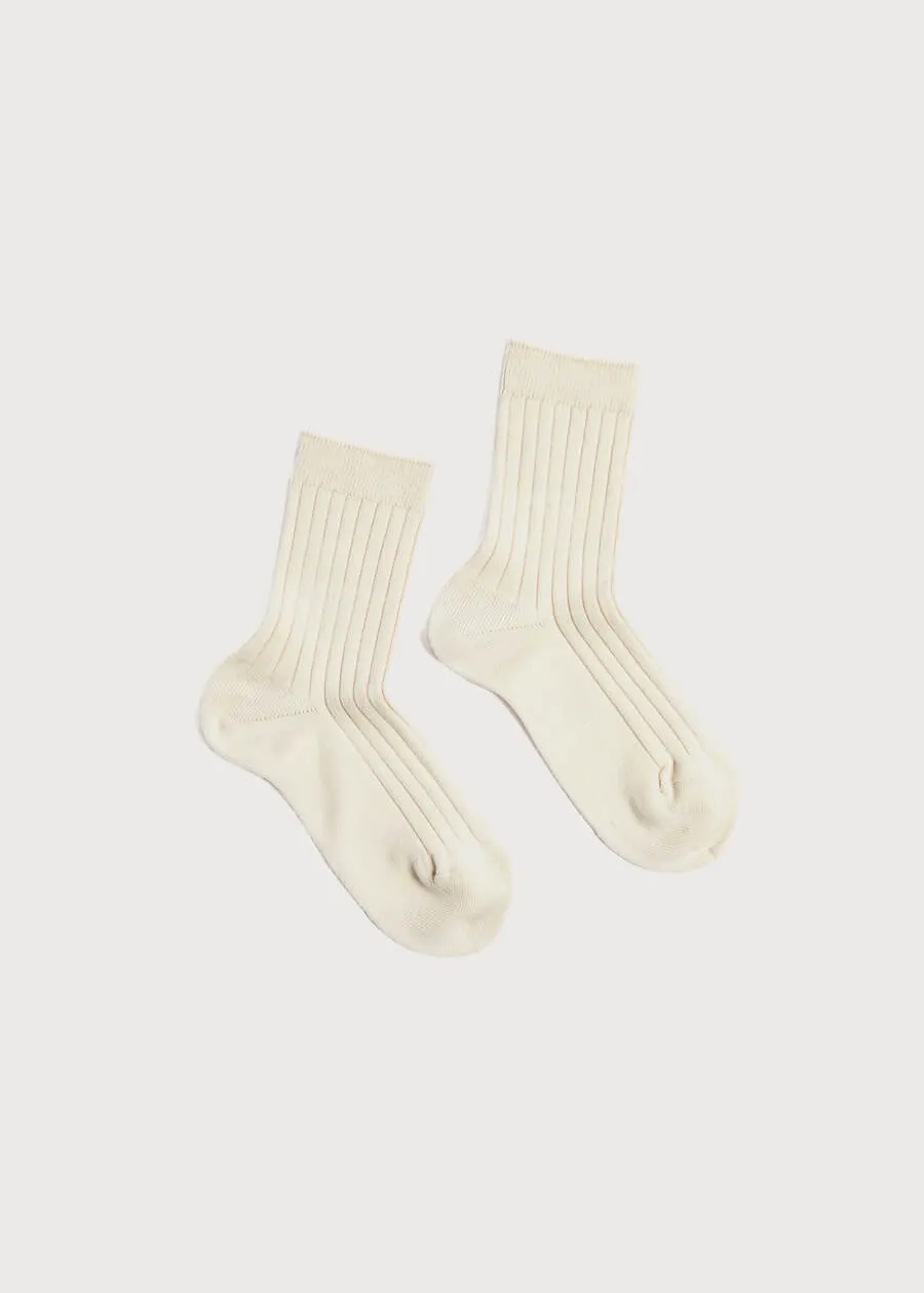 Ribbed Short Socks in Beige (0mths-8yrs)