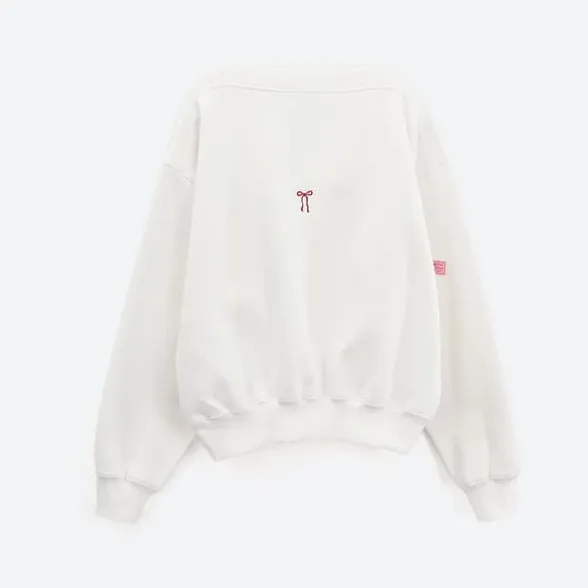 RONRON  |Blended Fabrics Boat Neck Long Sleeves Oversized Logo