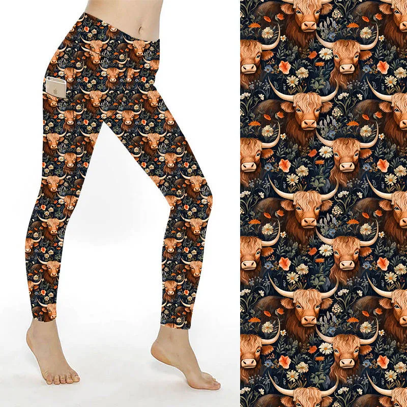 SCULPT Yoga Leggings- Highland Cow