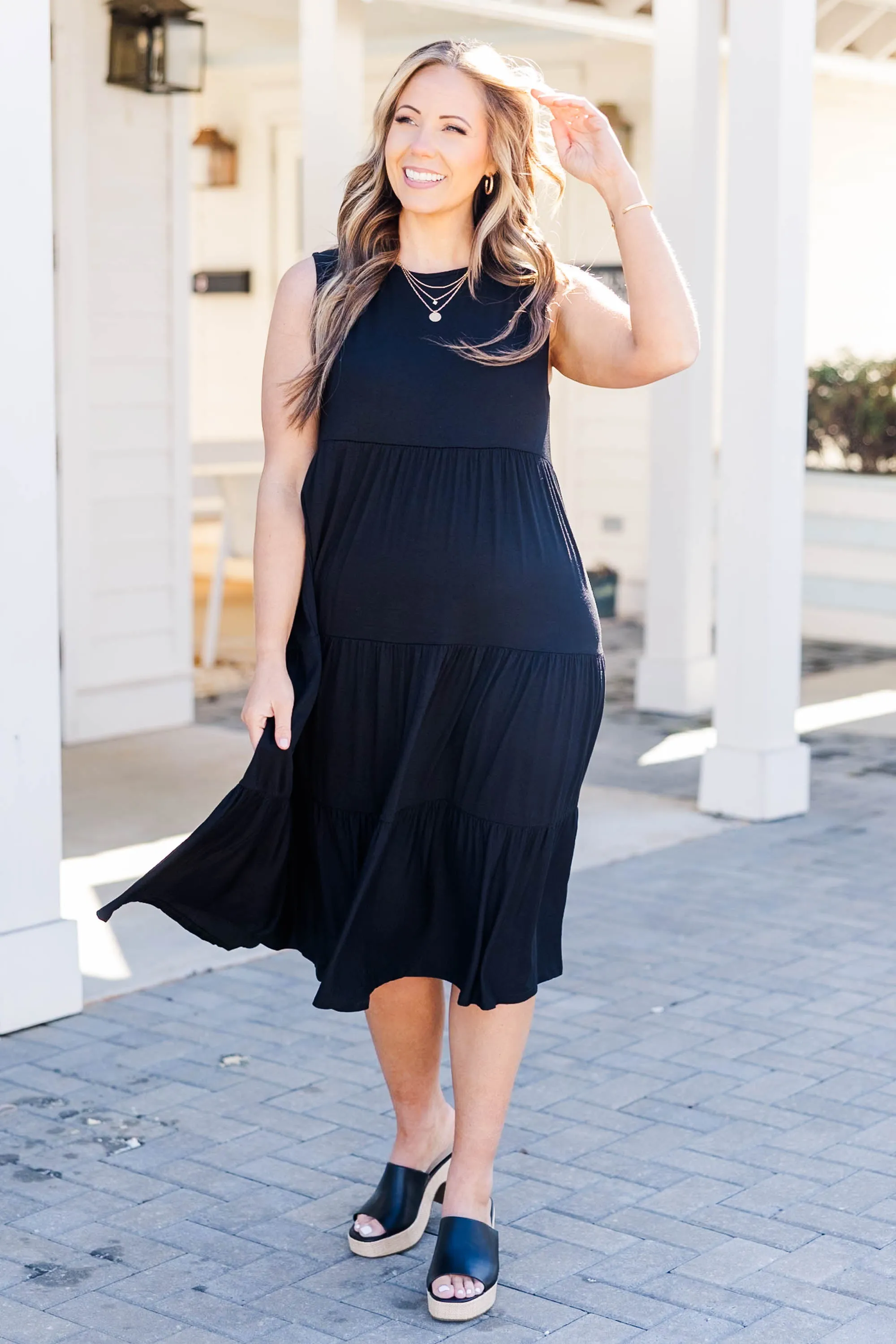 Slowing Down Sunset Dress, Black