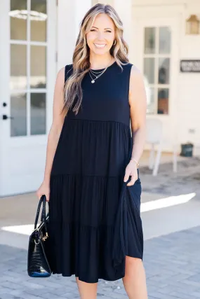 Slowing Down Sunset Dress, Black