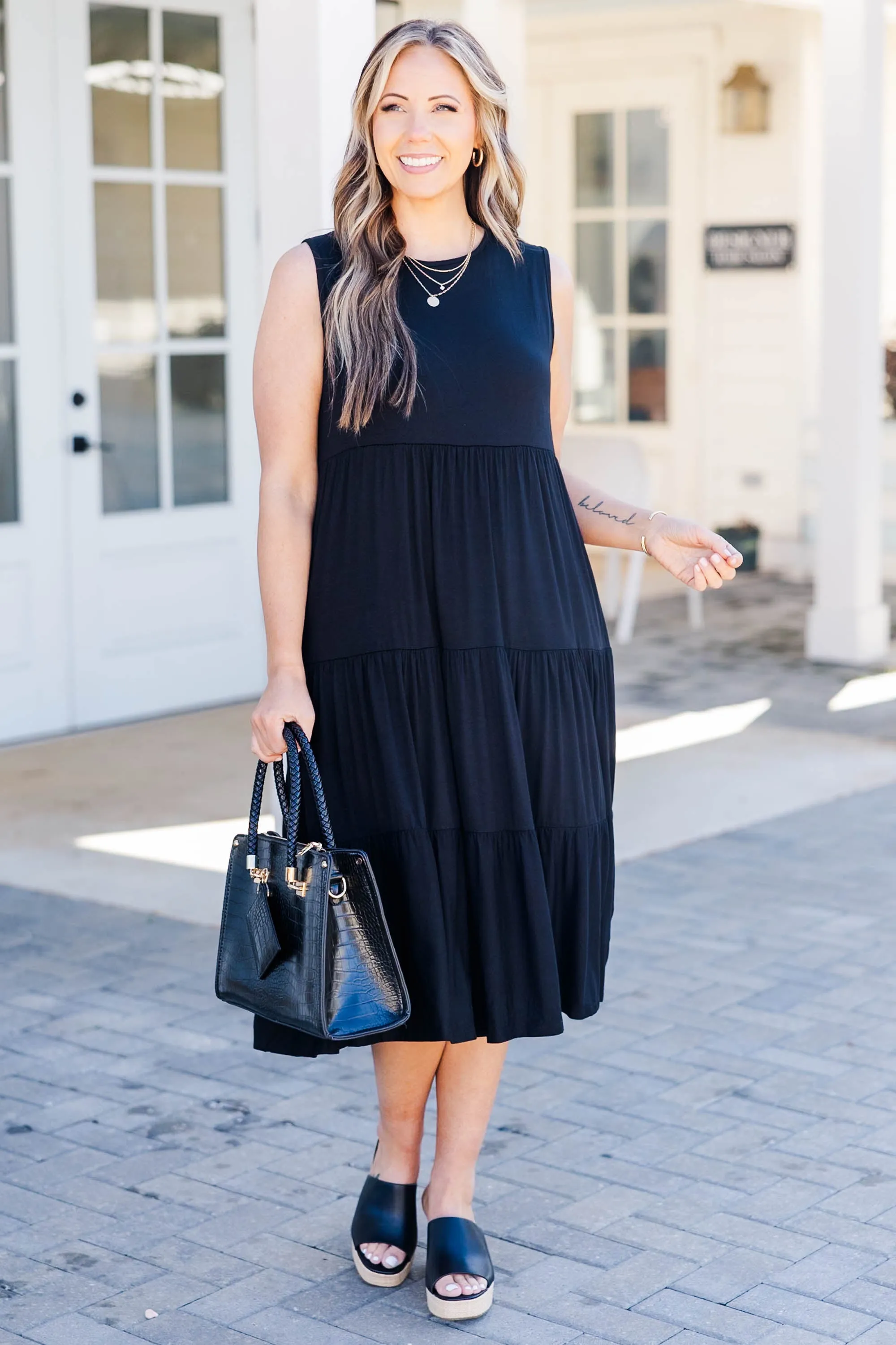 Slowing Down Sunset Dress, Black