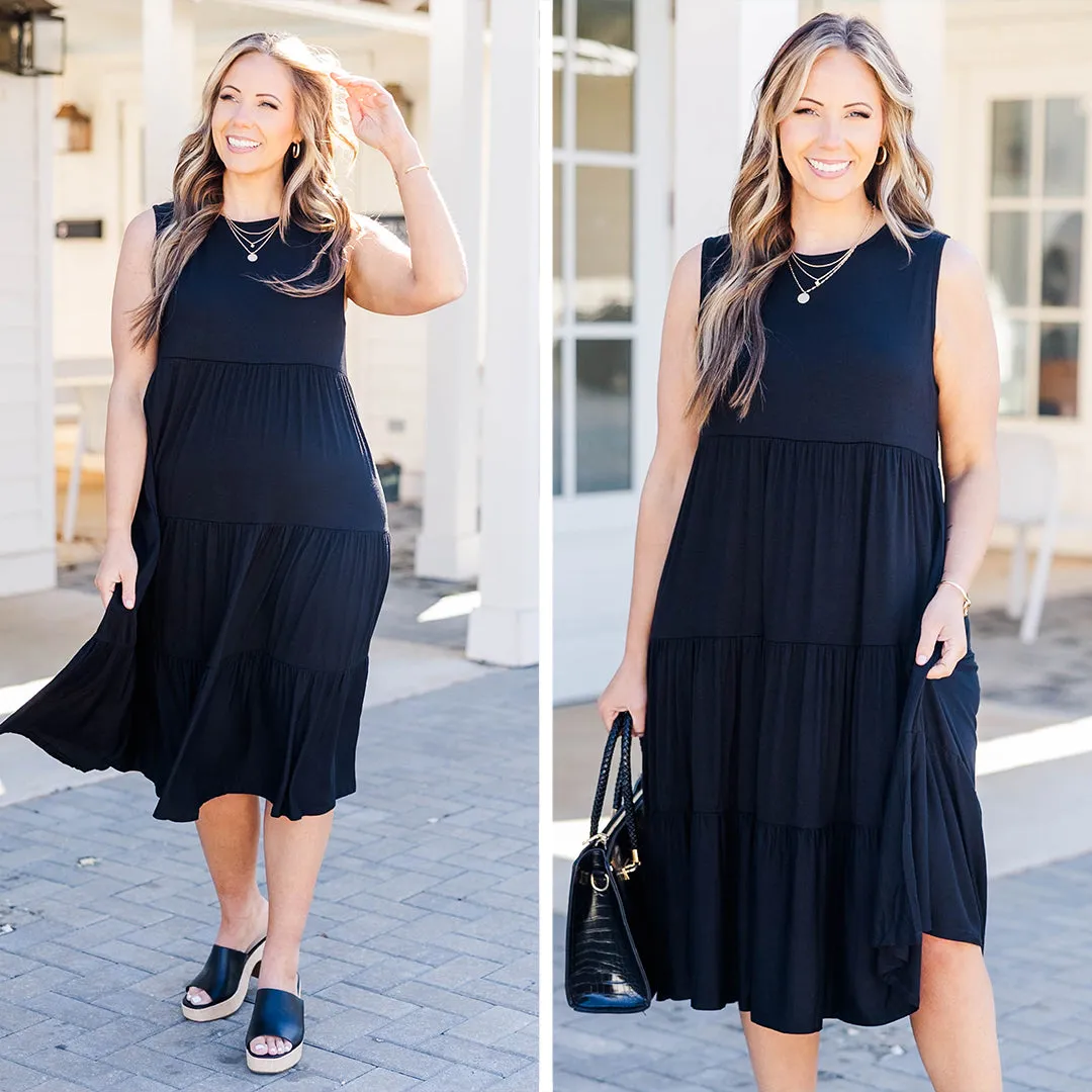 Slowing Down Sunset Dress, Black