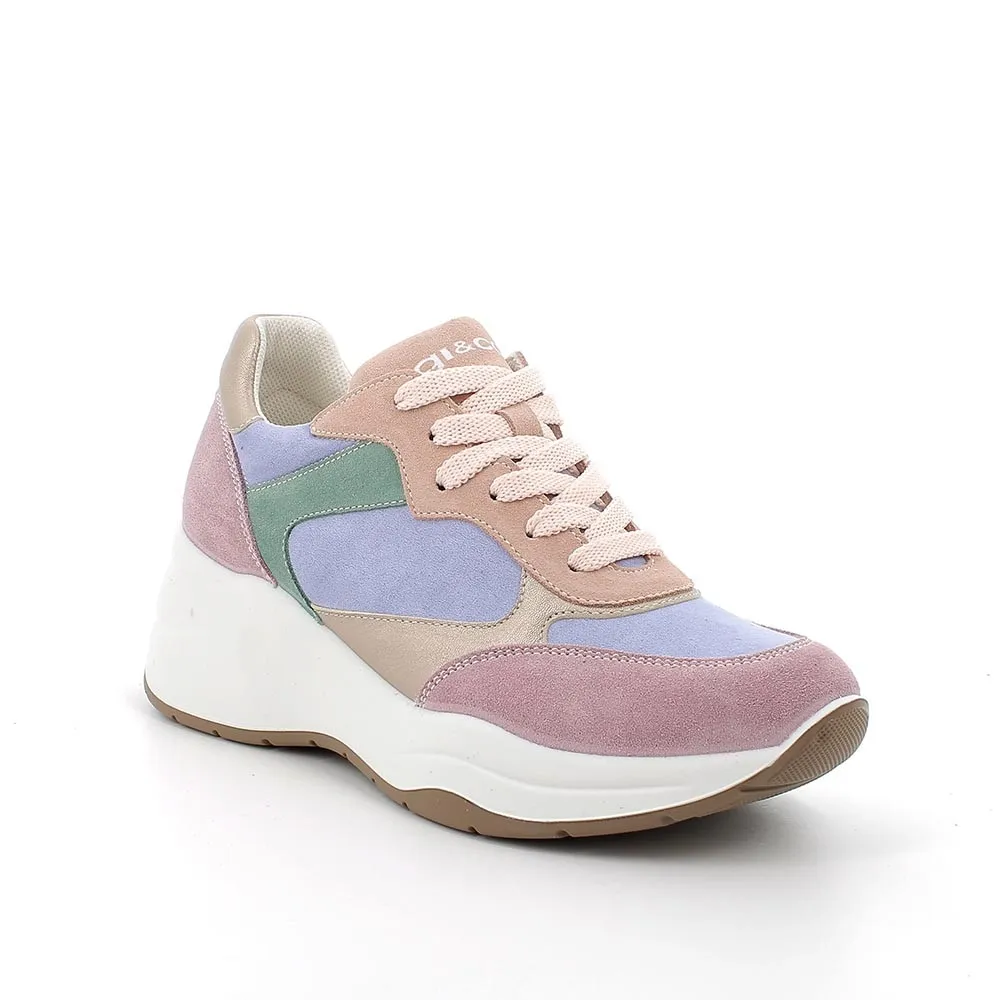 SNEAKERS IGI&CO DONNA SCAMOSCIATO/SINTETICO LAMINATA CHIFFON INDACO CON ZEPPA 5664822