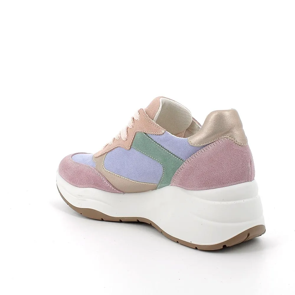 SNEAKERS IGI&CO DONNA SCAMOSCIATO/SINTETICO LAMINATA CHIFFON INDACO CON ZEPPA 5664822